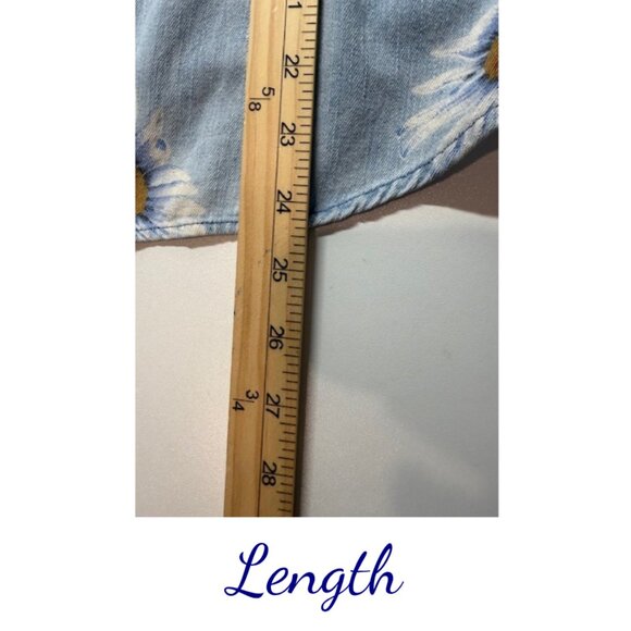 Lemon Grass Women’s Medium Vintage Denim Cottagecore Daisy Print Blouse - Picture 5 of 7